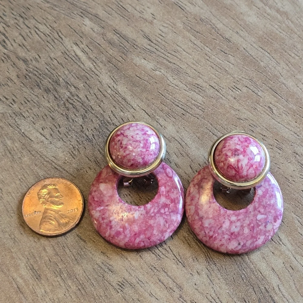 Vintage Pink Thulite Earrings